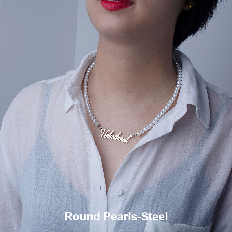 Custom Freshwater Pearl Name Necklace