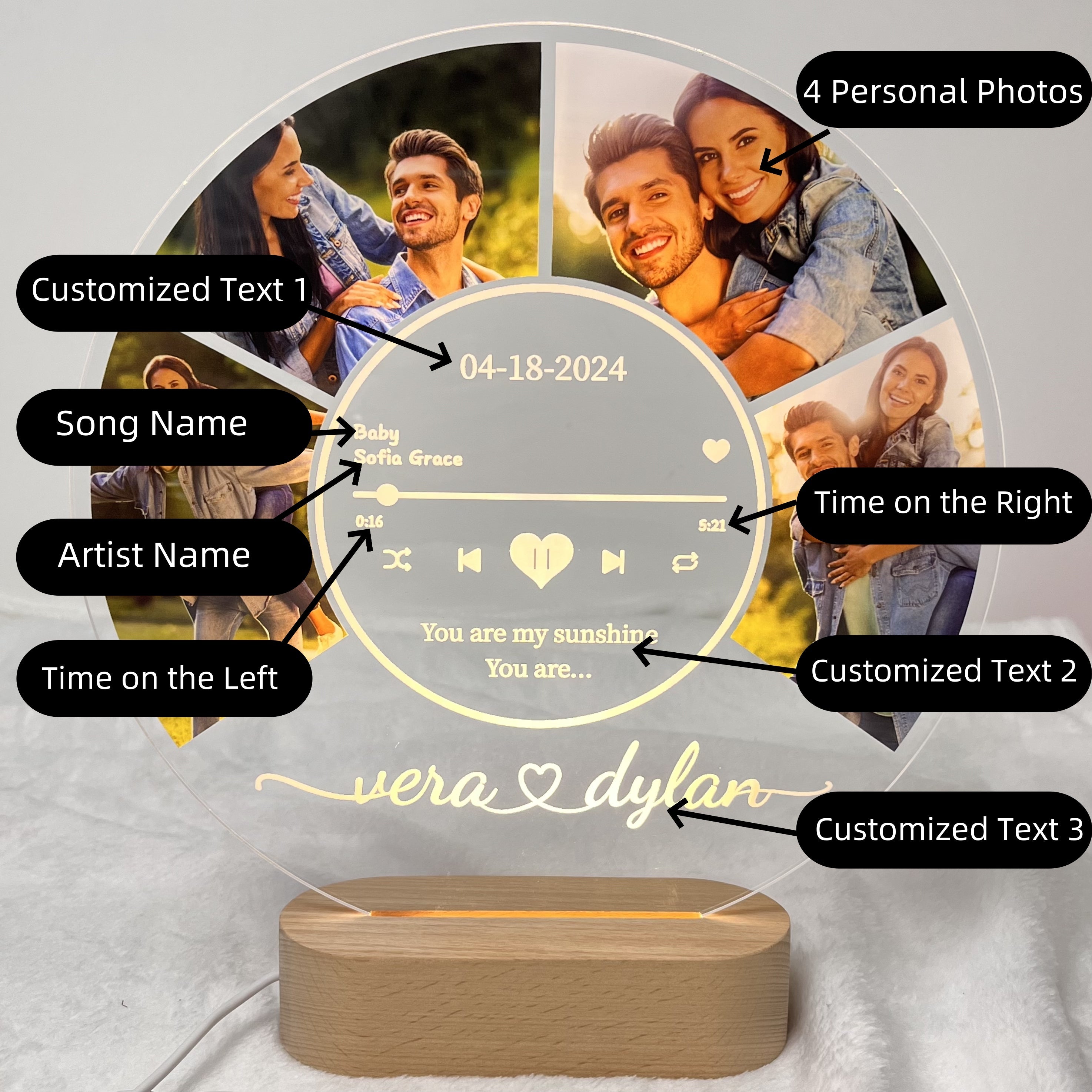 50%OFF⭐️Personalized Music Photo Night Light