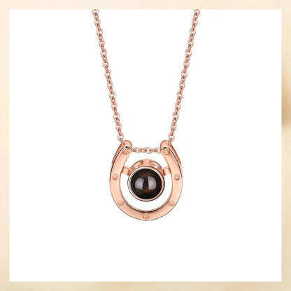Personalized Horseshoe Photo Projection Necklace