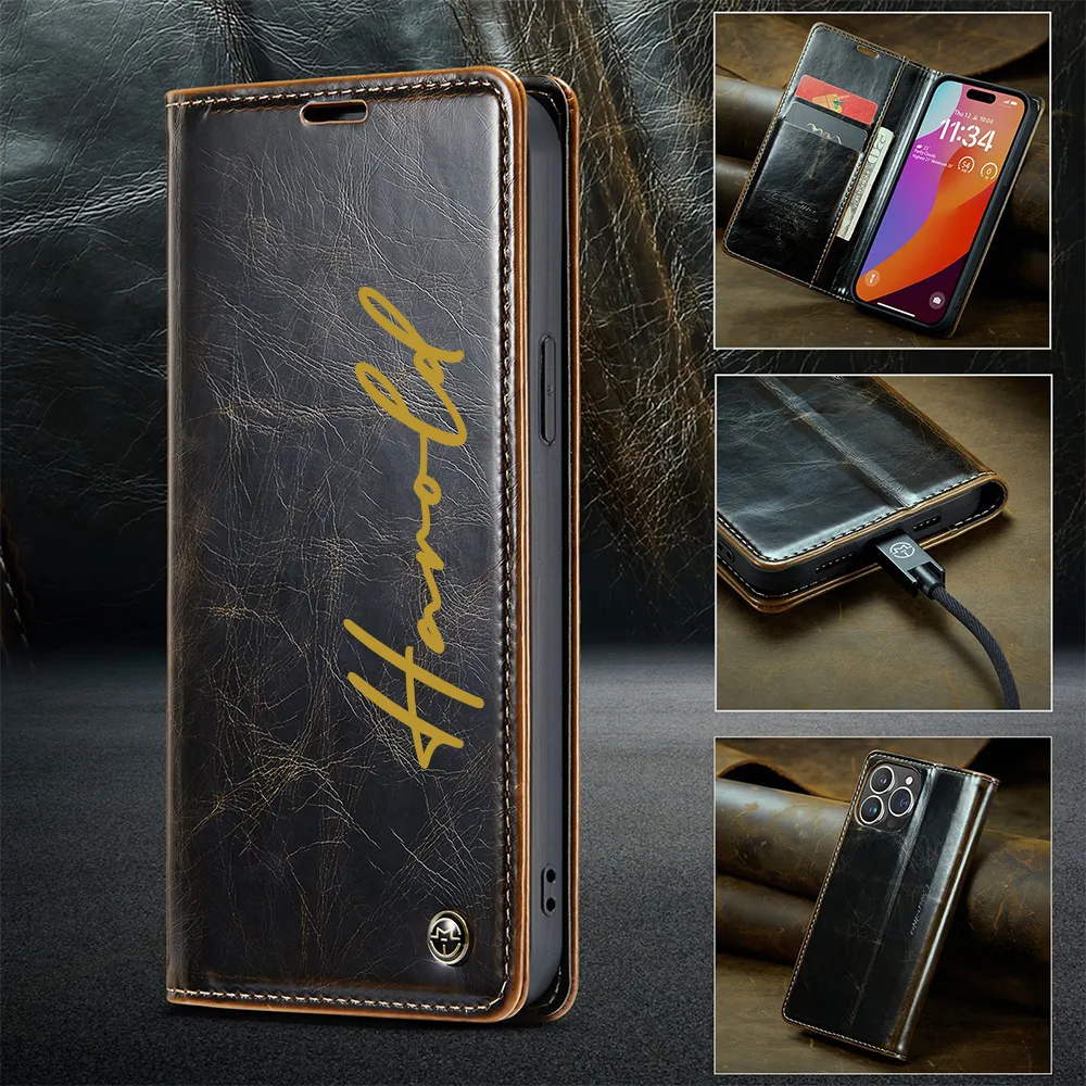 Personalised Monogram Card Holder Magnetic Wallet Phone Case