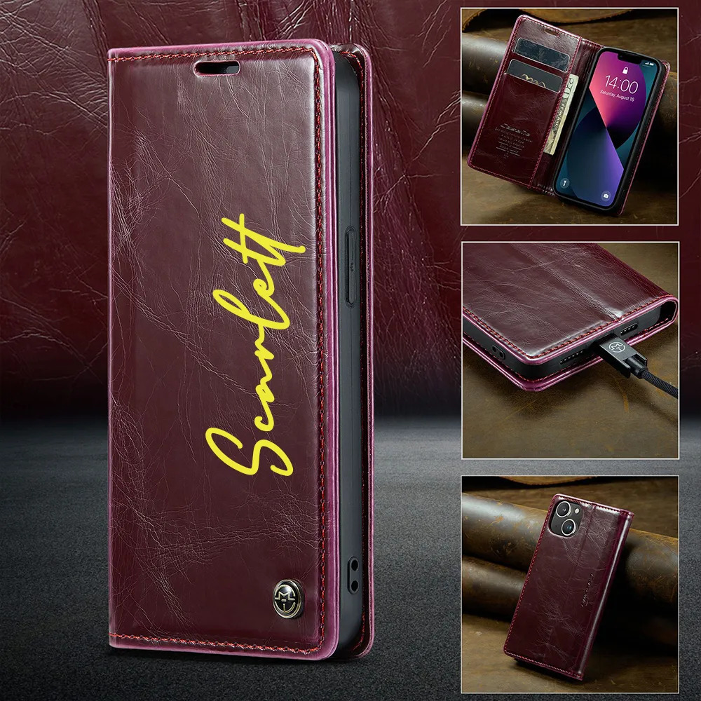 Personalised Monogram Card Holder Magnetic Wallet Phone Case