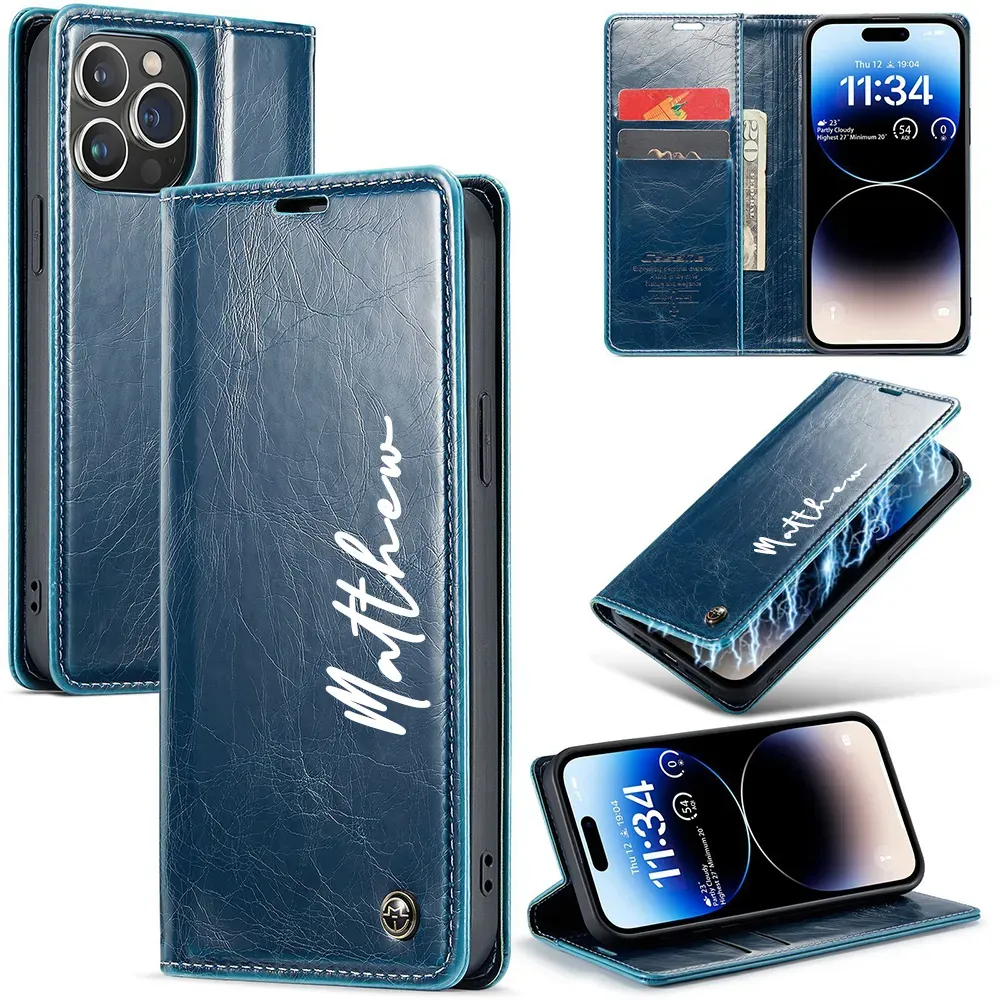Personalised Monogram Card Holder Magnetic Wallet Phone Case