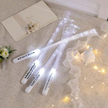 Personalized Light Up Fiber Optic Wands, LED White Glow Sticks Set of 12, Wedding Party Favors, Birthday/Wedding Gifts