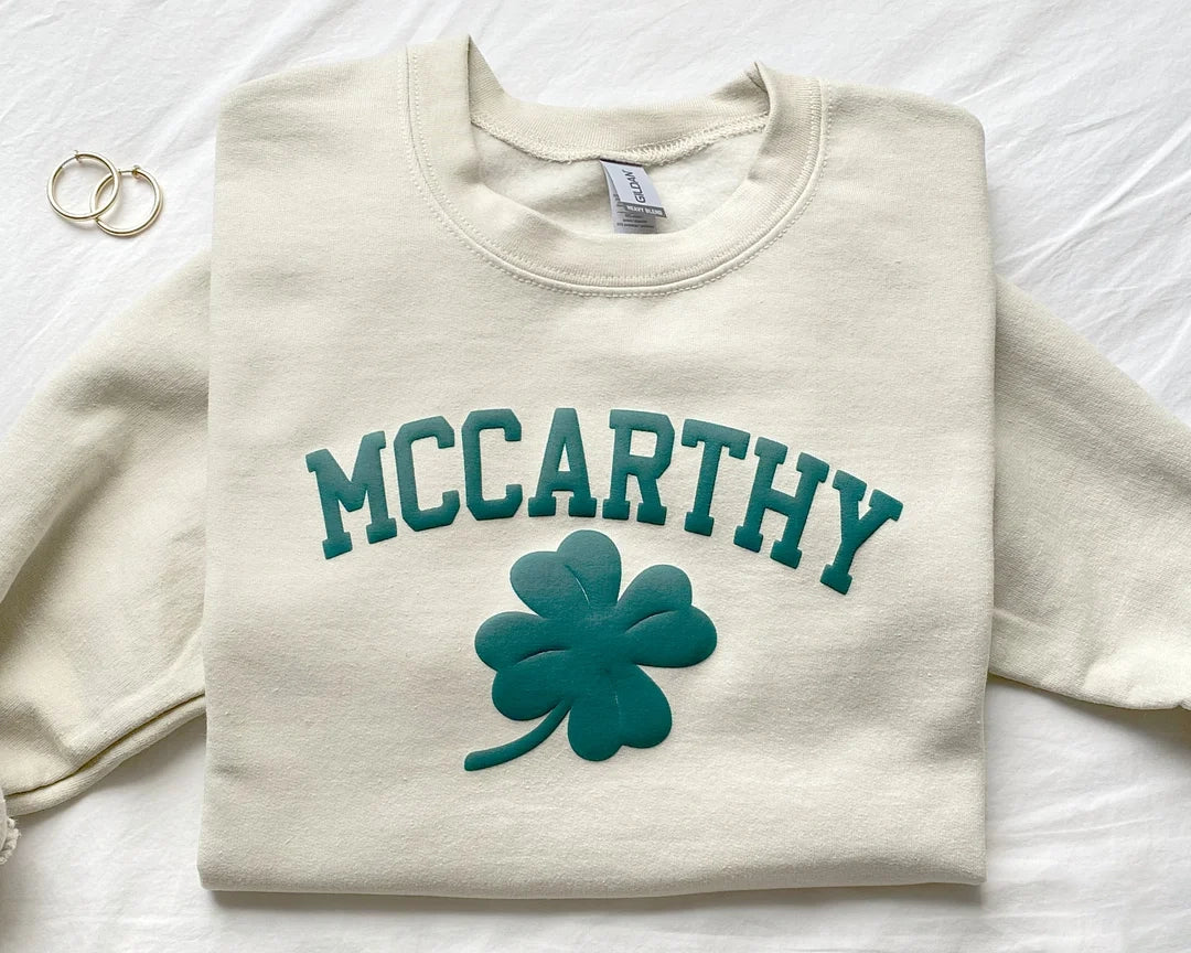 Personalized Name St Patrick's Day Four Leaf Clover Sweatshirt