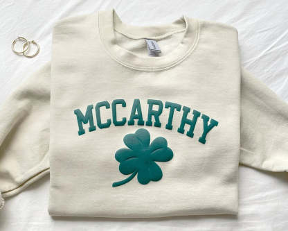 Personalized Name St Patrick's Day Four Leaf Clover Sweatshirt