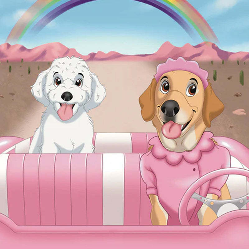 Custom Hand-Drawn Cartoon Pet Portrait