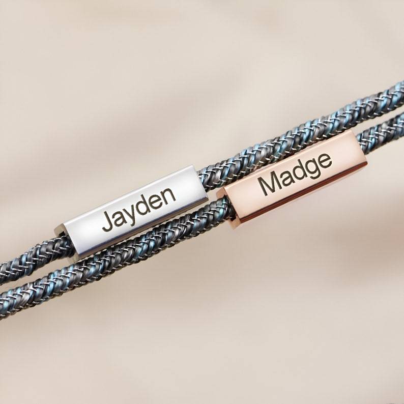 Personalized Date Name Magnetic Rope Bracelets