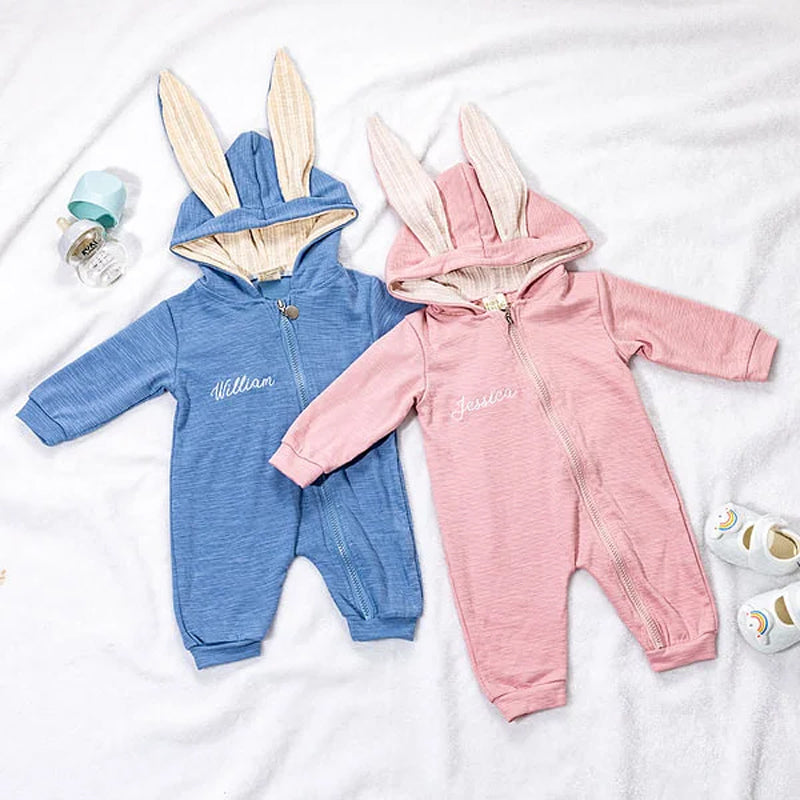 Personalized Multicolor Embroidered Name Bunny Ears Bodysuit