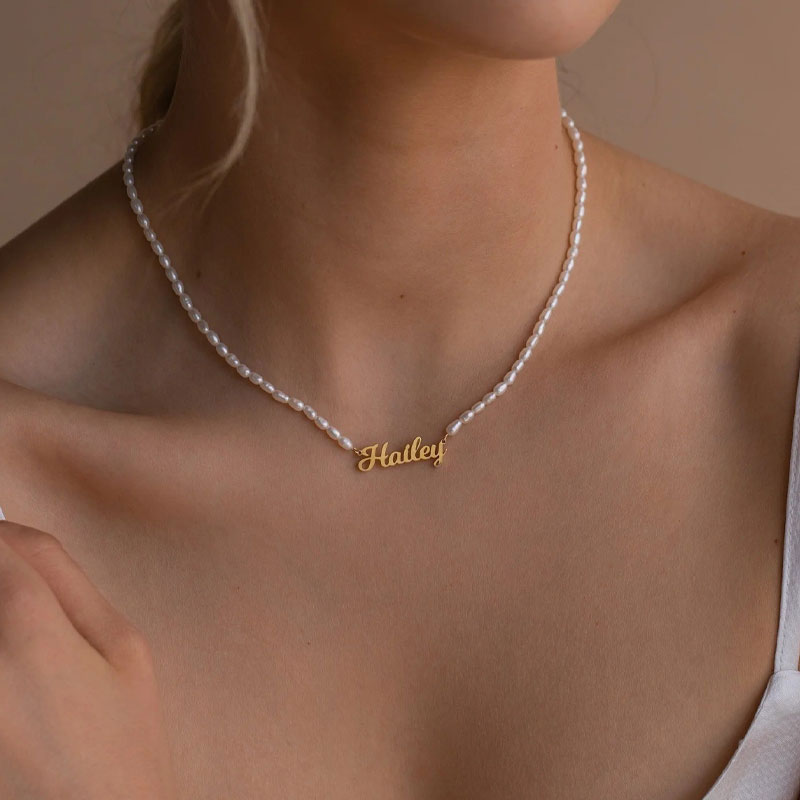 Custom Freshwater Pearl Name Necklace