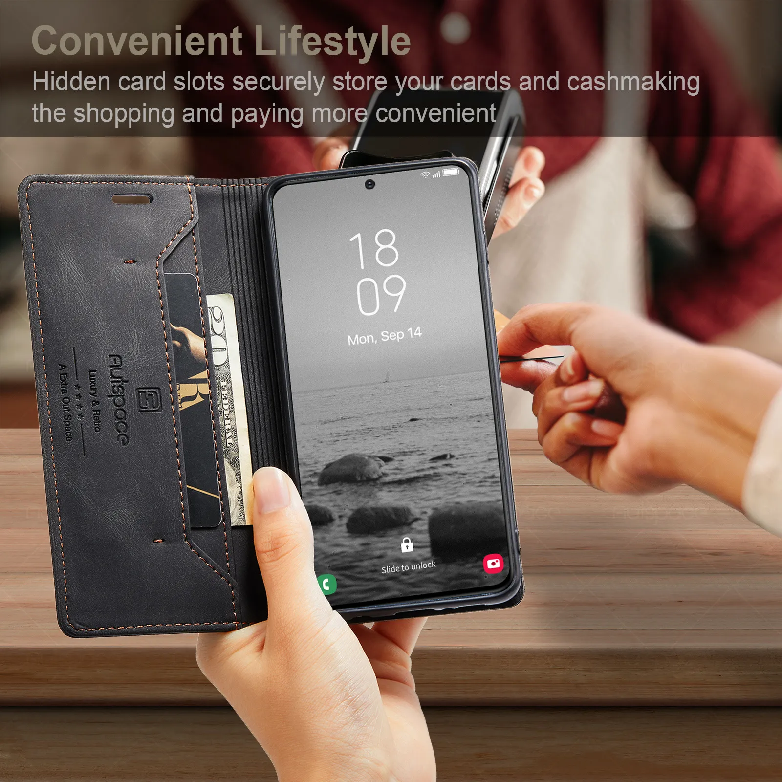 Personalised Monogram Card Holder Magnetic Wallet Phone Case
