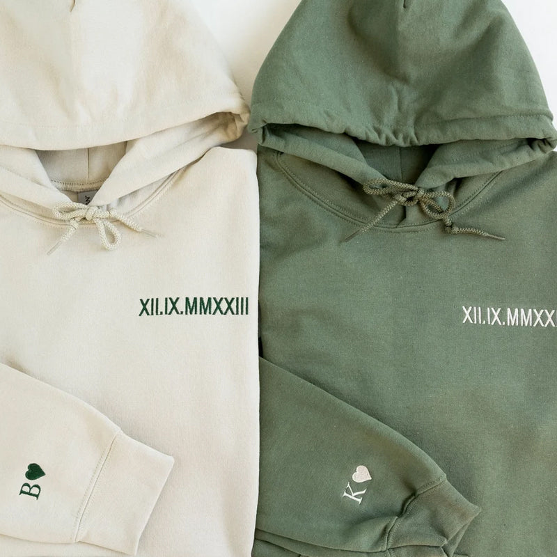 Custom Roman Numeral Embroidered Couple Shirt
