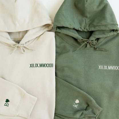 Custom Roman Numeral Embroidered Couple Shirt