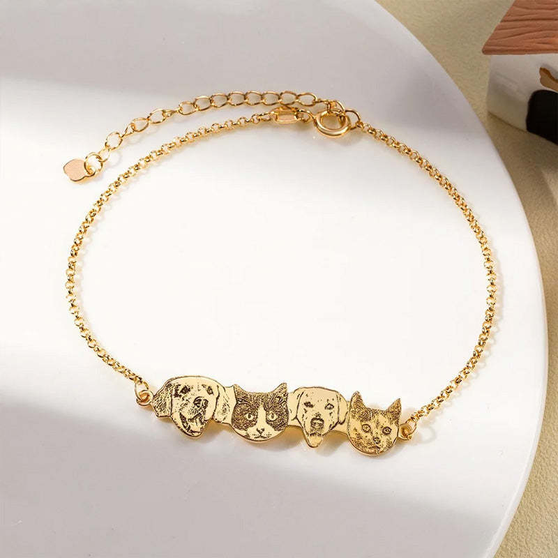 Custom Engraved Pet Portrait Bracelet with Name