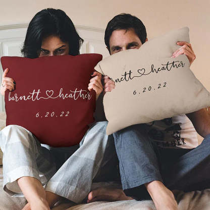 Personalized Couple Name and Date Cushion Cover Throw Pillow Cover