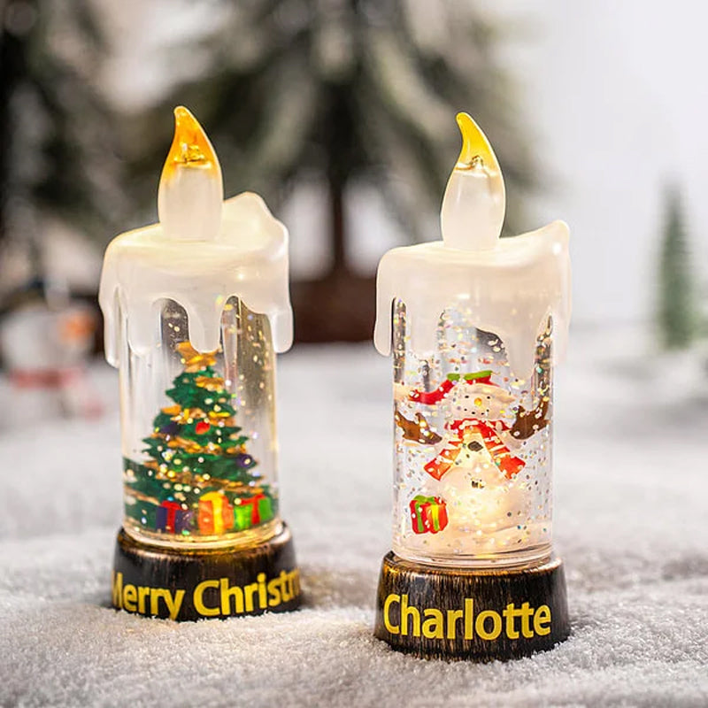 Personalized Snowman Santa Claus Flameless LED Candle Light
