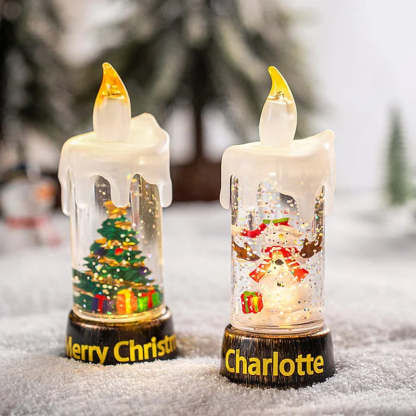 Personalized Snowman Santa Claus Flameless LED Candle Light
