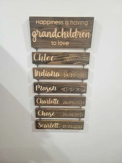 Personalized Engraved Grandchildren Hanging Decorative Sign