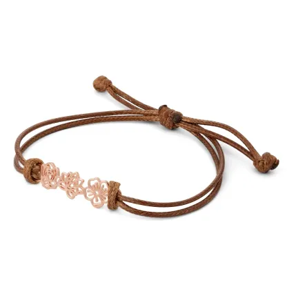 Personalized Minimalist Adjustable 1-8 Birth Flower Leather Bracelet