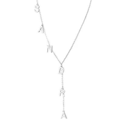 Personalized Dainty Lariat Y Necklace with 3-9 Initials Mother's Day Birthday Valentine's Day Gift for Women