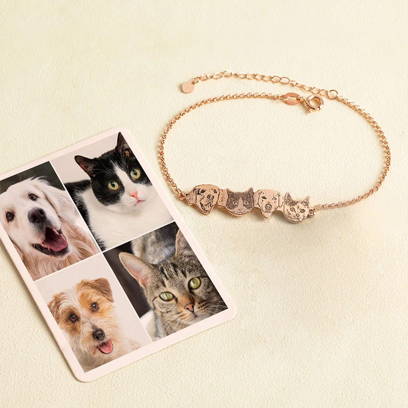 Custom Engraved Pet Portrait Bracelet with Name