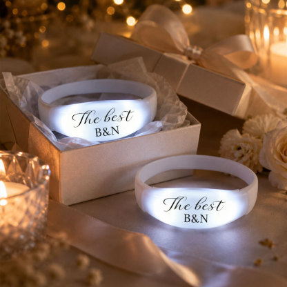 Custom Light-Up Wedding Wristbands – Personalized Glow Bracelets for Bride, Groom & Guests