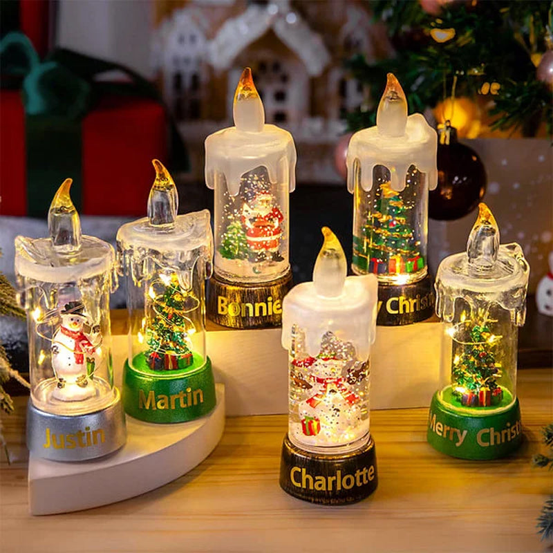 Personalized Snowman Santa Claus Flameless LED Candle Light