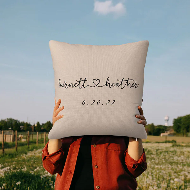 Personalized Couple Name and Date Cushion Cover Throw Pillow Cover
