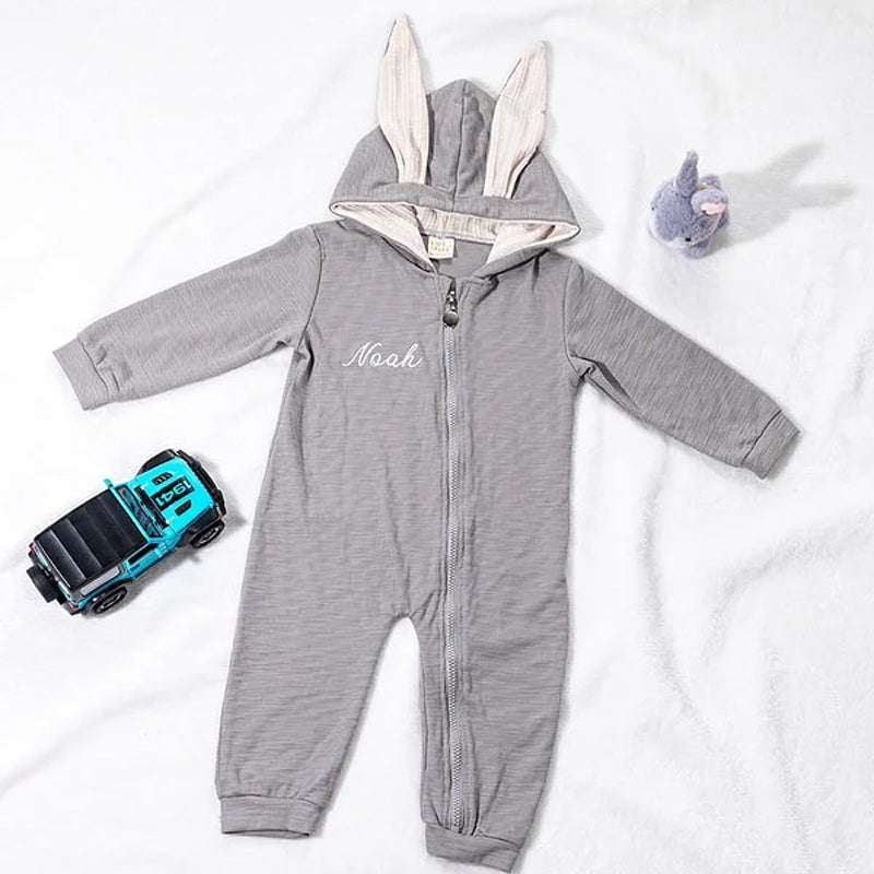 Personalized Multicolor Embroidered Name Bunny Ears Bodysuit
