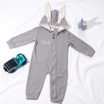 Personalized Multicolor Embroidered Name Bunny Ears Bodysuit