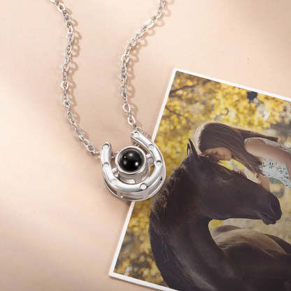 Personalized Horseshoe Photo Projection Necklace