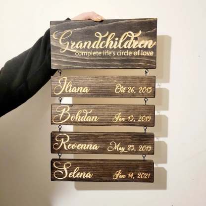 Personalized Engraved Grandchildren Hanging Decorative Sign