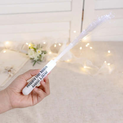 Personalized Light Up Fiber Optic Wands, LED White Glow Sticks Set of 12, Wedding Party Favors, Birthday/Wedding Gifts