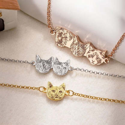 Custom Engraved Pet Portrait Bracelet with Name
