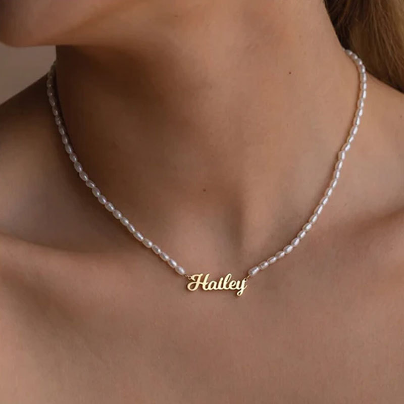 Custom Freshwater Pearl Name Necklace