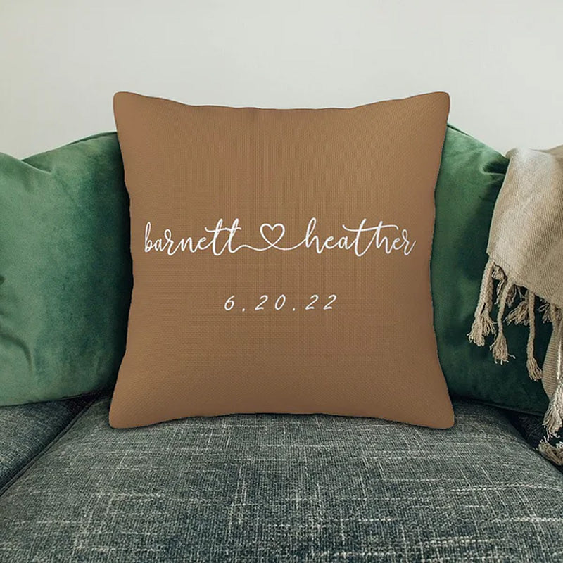 Personalized Couple Name and Date Cushion Cover Throw Pillow Cover