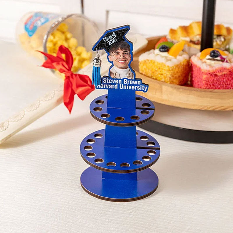 Personalized Graduation Cap Photo Wooden Cake Money Holder with Text