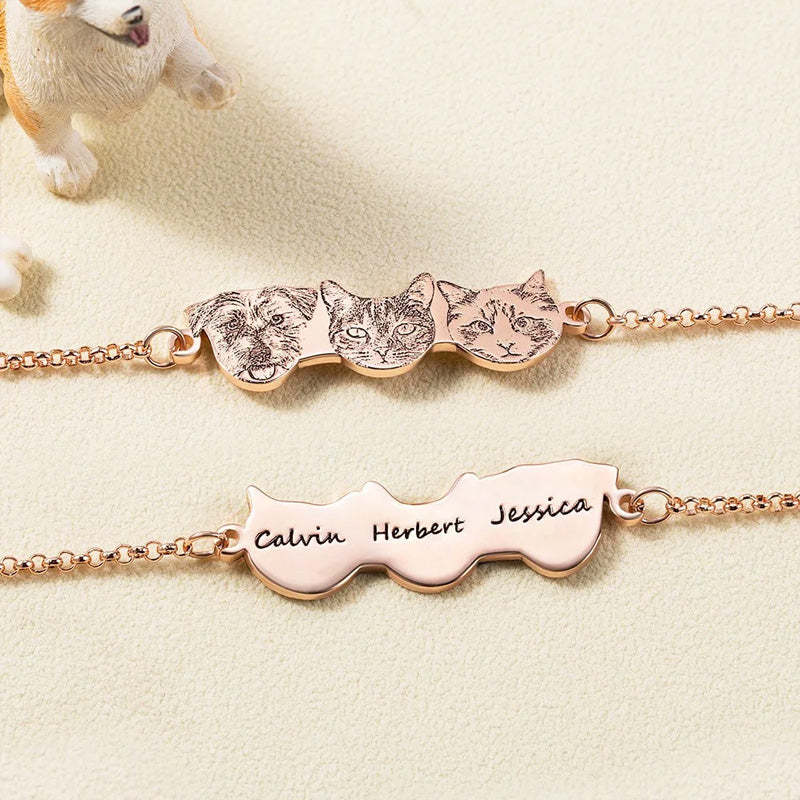 Custom Engraved Pet Portrait Bracelet with Name