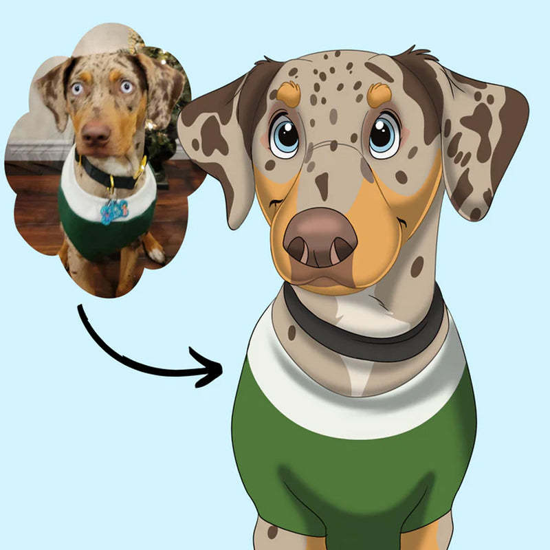 Custom Hand-Drawn Cartoon Pet Portrait