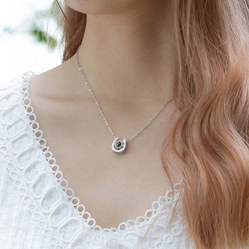 Personalized Horseshoe Photo Projection Necklace