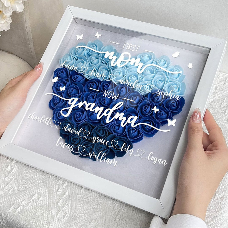 First Mum Now Grandma - Personalized Flower Shadow Box