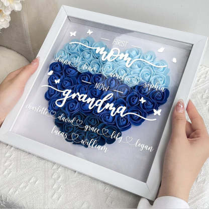 First Mum Now Grandma - Personalized Flower Shadow Box