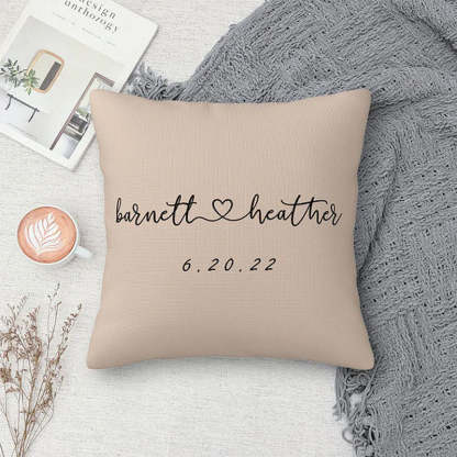 Personalized Couple Name and Date Cushion Cover Throw Pillow Cover
