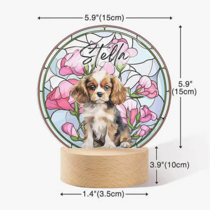 Personalized Acrylic Pet Portrait Birth Flower LED Night Light