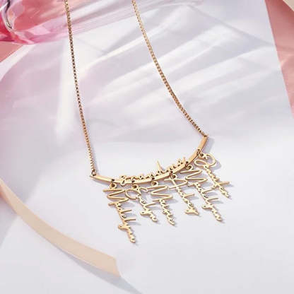 Personalized Names Hanging Family Necklace with 1-7 Names Pendants Birthday Mother's Day Gift for Mother Grandmother