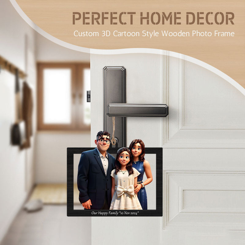 Personalized 3D Cartoon Style Photo Wooden Pendant