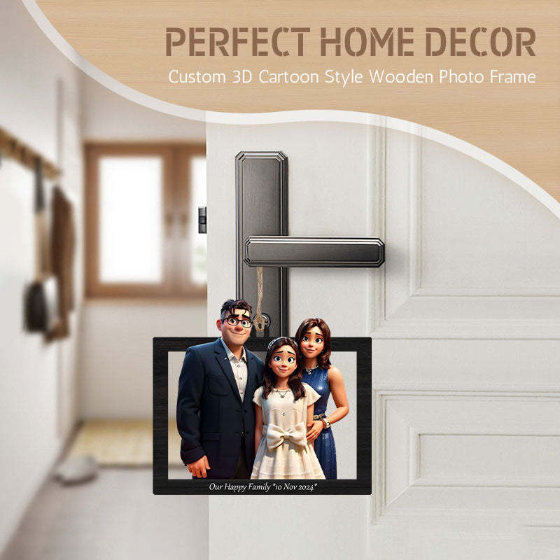 Personalized 3D Cartoon Style Photo Wooden Pendant