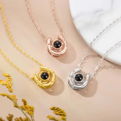 Personalized Horseshoe Photo Projection Necklace