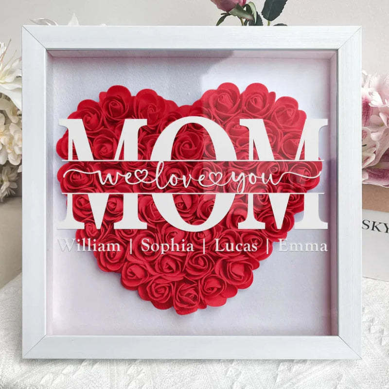 Custom Rose Flower Frame Box Gift with     EngravedNameGiftforMom/Mother'sDay