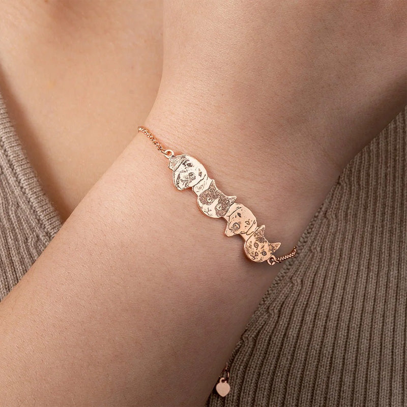 Custom Engraved Pet Portrait Bracelet with Name
