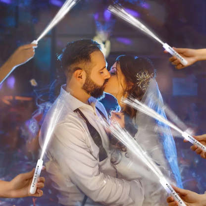 Personalized Light Up Fiber Optic Wands, LED White Glow Sticks Set of 12, Wedding Party Favors, Birthday/Wedding Gifts